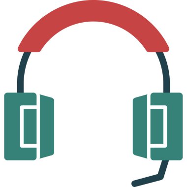 kulaklık yassı simgesi, vektör illüstrasyonu