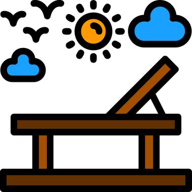 Plaj yazı güneş ikonu - ana hatlarıyla