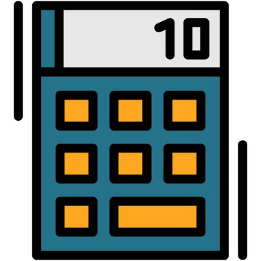 Para hesap makinesi simgesi renk ana hatları vektörü