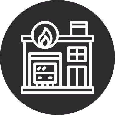 Eşsiz ateş ve ev vektör simgesi