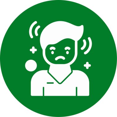 Baş ağrısı ikonu olan bir kadının vektör çizimi