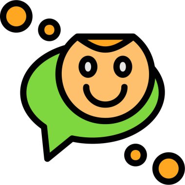 Sohbet gülümseme ikonu. hat sohbet gülümseme vektör rengi düz izole