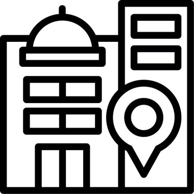 Cami binası ikonu ana hat vektörü. İslami mimari. Cami