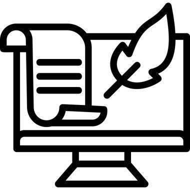 Bilgisayar monitörü. Web simgesi basit illüstrasyon