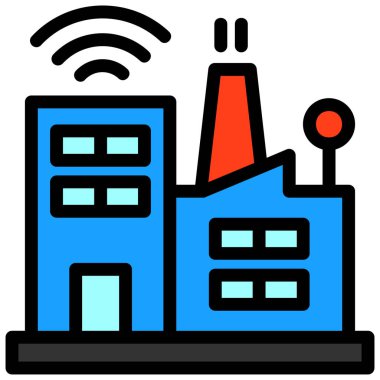 Kablosuz ağ binası. Web simgesi basit illüstrasyon