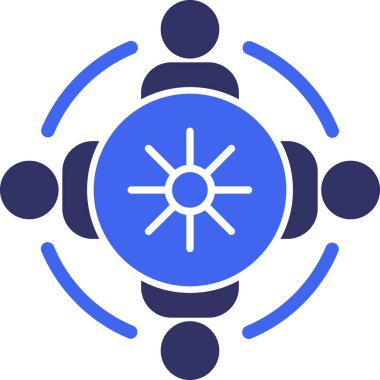 Bir daire simgesinin mavi ve beyaz vektör gösterimi