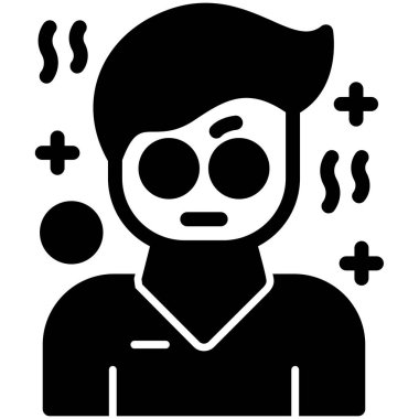 Hasta adam ikonu. İnternet için grip virüsü taşıyıcı ikonunun basit bir gösterimi. beyaz arkaplanda izole