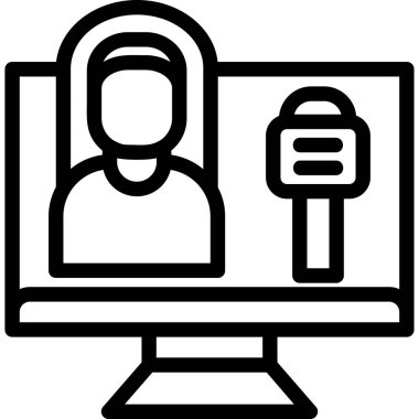 Bilgisayar monitörü. Web simgesi vektör illüstrasyonu