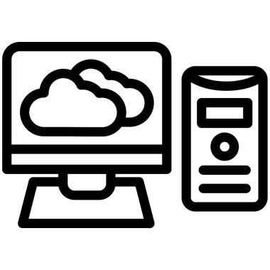 Ana hat biçiminde bulut hesaplama teknolojisi simgesi