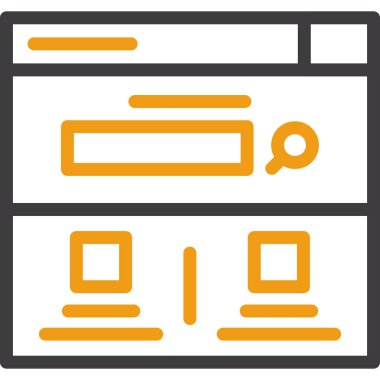 Tarayıcı pencere simgesi. Dış hat tarayıcı pencere vektör simgesi rengi izole edildi