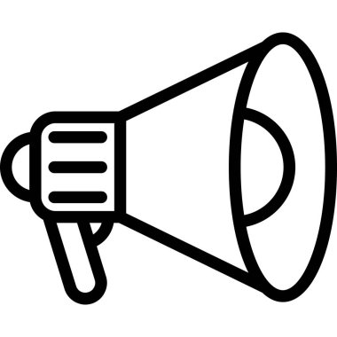 Megafon simgesi. Beyaz arkaplanda izole edilmiş web tasarımı için özet Megafon vektör simgesi