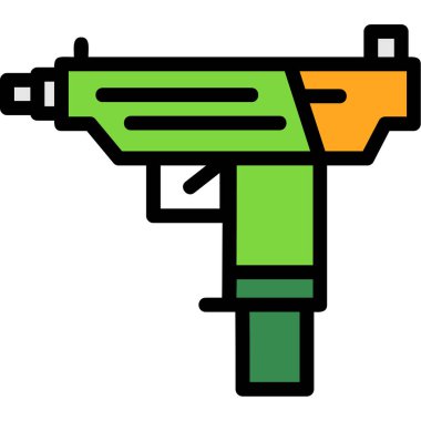 Askeri silah ikonu vektörü. İnce çizgi işareti. izole edilmiş sınır sembolü çizimi