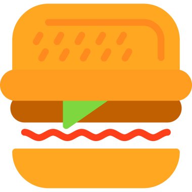 yemek burger fast-simgesi düz stilde