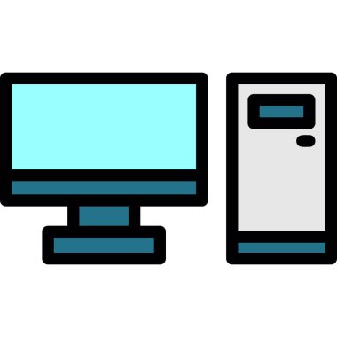 Bilgisayar simgesi. Web tasarımı için bilgisayar vektör simgelerinin özet çizimi