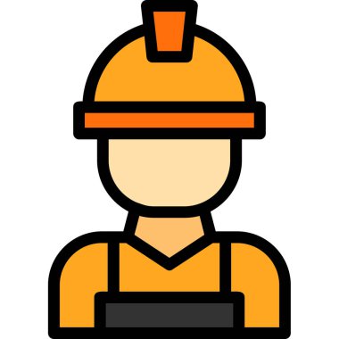 işçi miğferi işçi simgesi doldurulmuş taslak biçimi