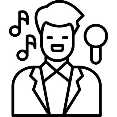 Mikrofon simgesine sahip şarkıcı, vektör illüstrasyonu