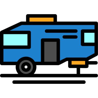 araba yolu simgesi renk ana hatları vektörü