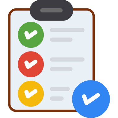 kontrol listesi düz simgesi, basit vektör illüstrasyonu