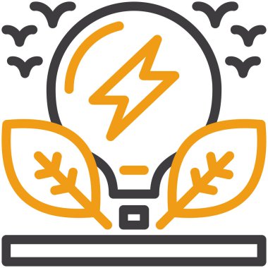 güç enerjisi elektrik simgesi doldurulmuş dış hat biçiminde