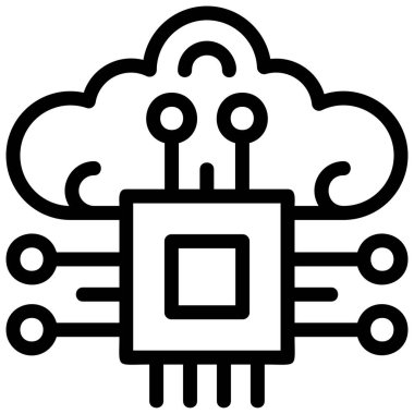 Ana hat biçiminde bulut hesaplama teknolojisi simgesi