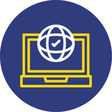 İşaretleme simgesi olan dizüstü bilgisayar, vektör illüstrasyonu