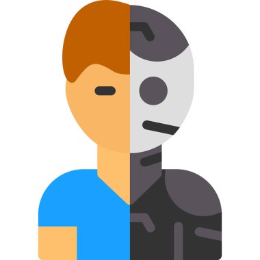 Sayborg suratlı bir sayborg adam.