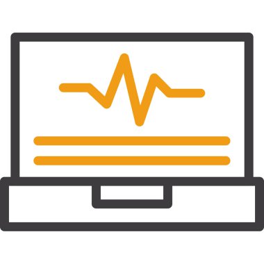 kardiyograma sahip bilgisayar ve çizgi simgesi, vektör illüstrasyonu