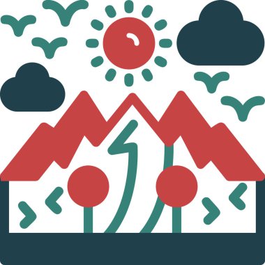 peyzaj ikonu vektör illüstrasyonu