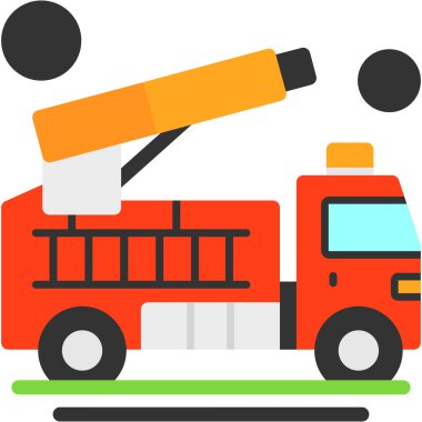 İtfaiye aracı ikonu. Ağ için itfaiye aracı vektör simgelerinin düz çizimi