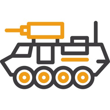 Askeri araç ikonu. Web için askeri araç vektör simgelerinin özet çizimi