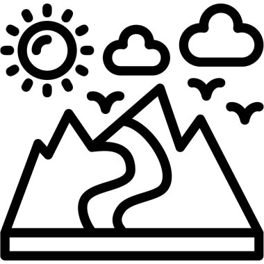 peyzaj manzarası güneş simgesi ana hatlarıyla