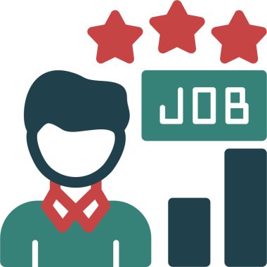 İş görüşmesi ikonu. vektör biçimi düz çift renk sembolü, yumuşak mavi renkler, yuvarlak açılar, beyaz arkaplan.