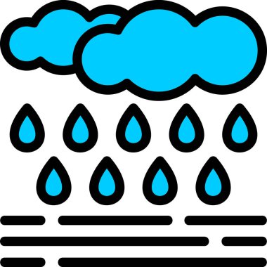 Yağmur bulutu simgesi. Taslak yağmur bulutu vektör rengi düz izole