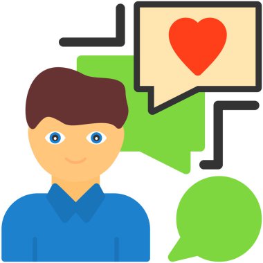 Konuşma baloncuğu simgesi olan adam, vektör illüstrasyonu