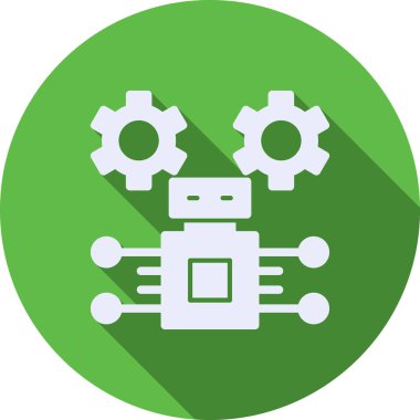 Bir dişli simgesi olan modern bir robotun vektör çizimi