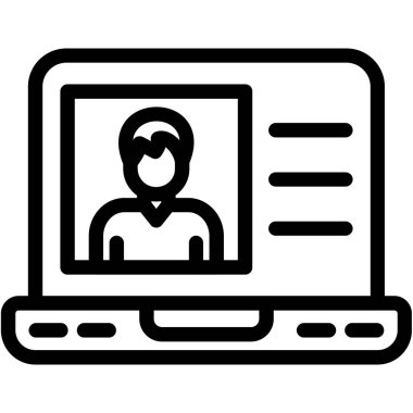 Kişi simgesi illüstrasyonlu dizüstü bilgisayar