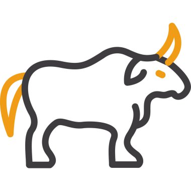 Boğa vektör simgesi, düzenlenebilir düz tasarım