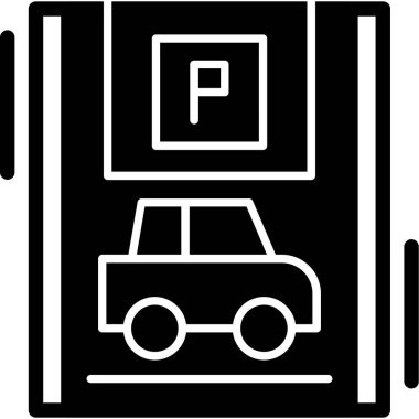 Otopark simgesi dış hatlar biçiminde