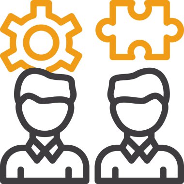 İş takım çalışması vektör simgesi. biçim düz sembol, sarı renk, beyaz arkaplan