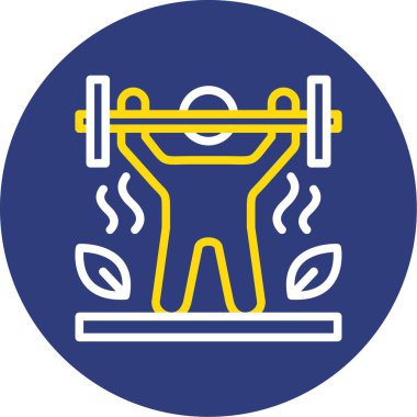 Halter ve halterli adam ikonu, vektör illüstrasyonu