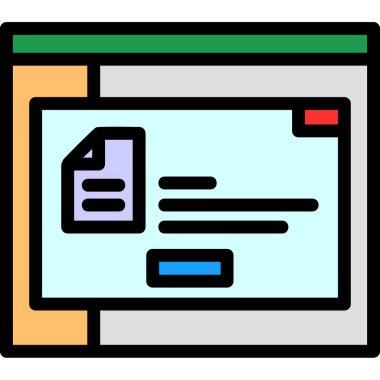 Web tarayıcı simgesi. taslak web sayfası vektör rengi düz izole