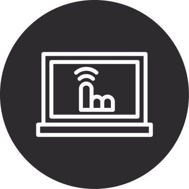 Dizüstü bilgisayarı olan modern dizüstü bilgisayarın vektör resimleme simgesi