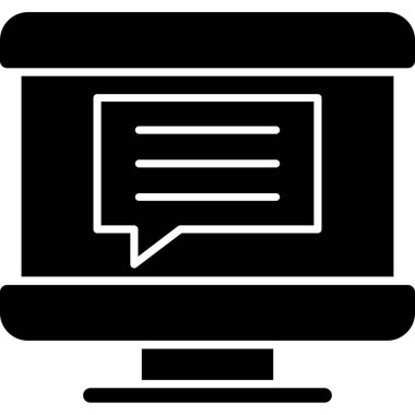 Bilgisayar monitörü. Web simgesi vektör illüstrasyonu