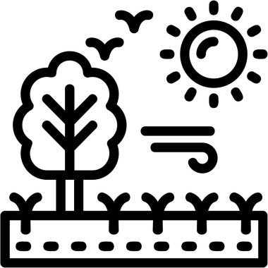 Güneş yaz güneşli ikonu ana hatlarıyla