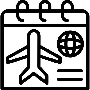 uçuş takvimi simgesi ana hat biçiminde
