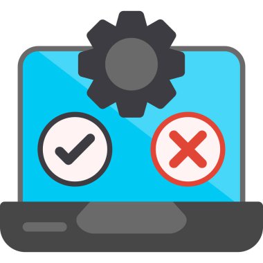 İşaretleme simgesi olan dizüstü bilgisayar, vektör illüstrasyonu