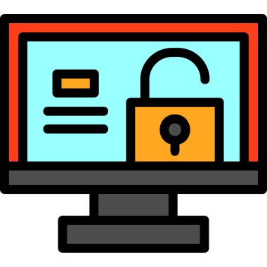 bilgisayar güvenlik simgesi, basit vektör illüstrasyonu