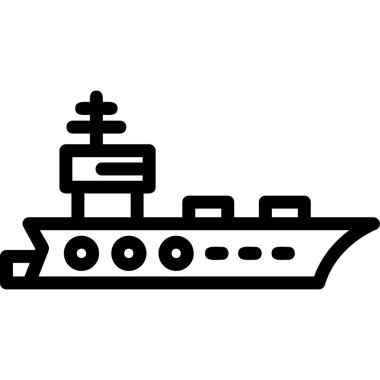 Gemi simgesi vektörü. İnce çizgi işareti. İzole edilmiş kontür sembolü gösterimi