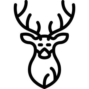 Hayvan Ren Geyiği Noel simgesi taslak biçiminde