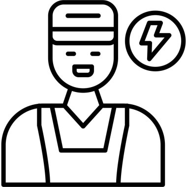 İnşaat işçisi ikonu. Beyaz arkaplanda izole edilmiş ana hatlı işçi inşa eden vektör simgesi renk web tasarımı